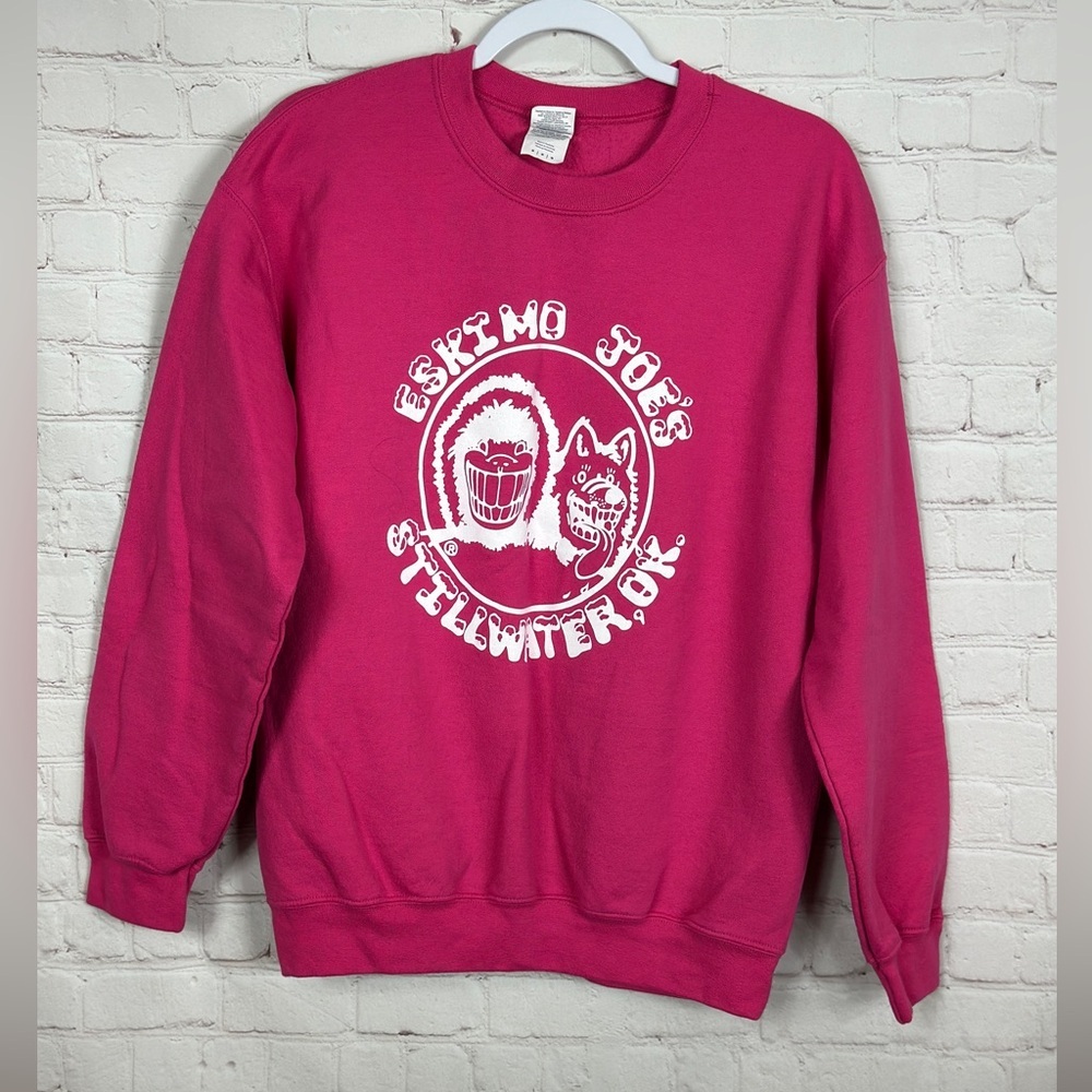 Eskimo Joe's Stillwater Oklahoma Crewneck fleece lined pink sweatshirt‎ sz M GUC